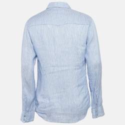Pre Owned Dolce & Gabbana Blue Striped Linen Blend Slim Fit Shirt XL