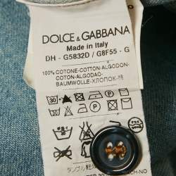 مملوكة مسبقًا قميص دولتشي أند غابانا جينز متلاشي أزرق ضيق مقاس كبير جدا