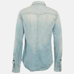 مملوكة مسبقًا قميص دولتشي أند غابانا جينز متلاشي أزرق ضيق مقاس كبير جدا