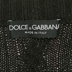 Pre Owned Dolce & Gabbana Black Cable Knit Cardigan L