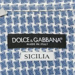 Dolce & Gabbana Blue Jacquard Sicilia Shirt XL