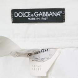 Pre Owned Dolce & Gabbana White Denim Pleated Shorts M