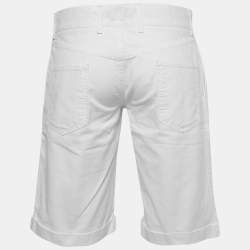 Pre Owned Dolce & Gabbana White Denim Pleated Shorts M