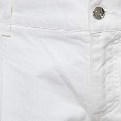Pre Owned Dolce & Gabbana White Denim Pleated Shorts M
