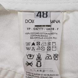 Pre Owned Dolce & Gabbana White Denim Pleated Shorts M