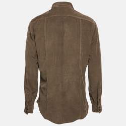 Dolce & Gabbana Brown Corduroy Gold Shirt XL