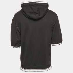 Dolce & Gabbana Black Logo Print Cotton Short Sleeve Hoodie S