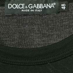 مملوكة مسبقًا Dolce & Gabbana Black King's Angel Print Jersey T-Shirt M