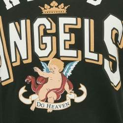 مملوكة مسبقًا Dolce & Gabbana Black King's Angel Print Jersey T-Shirt M
