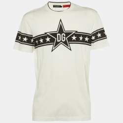 Dolce & Gabbana White DG Stars King Print Cotton Crew Neck T-Shirt L