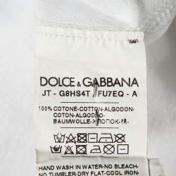 Dolce & Gabbana White Slant Logo Print Cotton Crew Neck T-Shirt XL