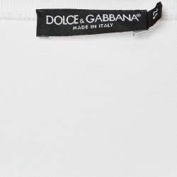 Dolce & Gabbana White Slant Logo Print Cotton Crew Neck T-Shirt XL