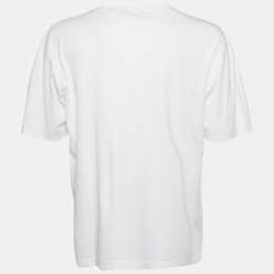 Dolce & Gabbana White Slant Logo Print Cotton Crew Neck T-Shirt XL