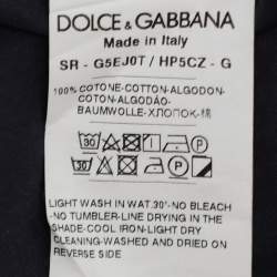 Dolce & Gabbana Navy Blue Printed Cotton Button Front Gold Shirt M