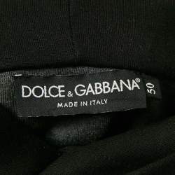 Pre Owned Dolce & Gabbana Black 3D Logo Cotton Knit Hoodie L