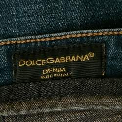 Pre Owned Dolce & Gabbana Blue Faded Denim Slim Fit Jeans XL Waist 35"