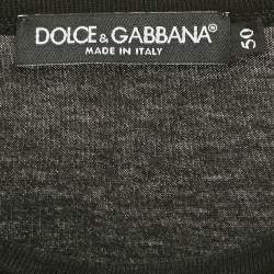 Pre Owned Dolce & Gabbana Black Logo Plaque Jersey Crewneck T-Shirt L