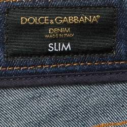 Dolce & Gabbana Navy Blue Denim Tapered Leg Jeans L Waist 37" 