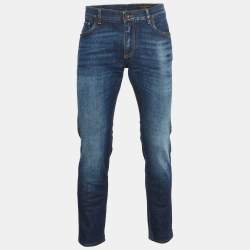 Dolce & Gabbana Navy Blue Denim Tapered Leg Jeans L Waist 37" 