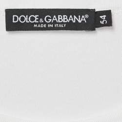 Dolce & Gabbana White Cotton Heraldic Applique Detail T-Shirt XXL