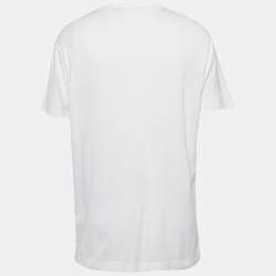Dolce & Gabbana White Cotton Heraldic Applique Detail T-Shirt XXL