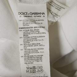 Dolce & Gabbana White Cotton Heraldic Applique Detail T-Shirt XXL