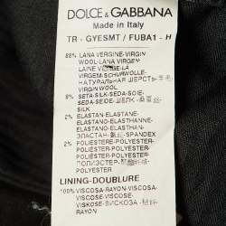 Dolce & Gabbana Black Wool & Silk Satin Detail Pants M