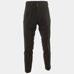 Dolce & Gabbana Black Wool & Silk Satin Detail Pants M