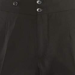 Dolce & Gabbana Black Wool & Silk Satin Detail Pants M