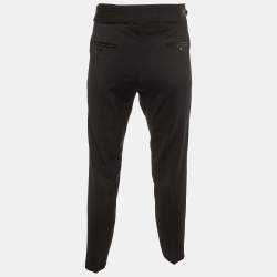 Dolce & Gabbana Black Wool & Silk Satin Detail Pants M