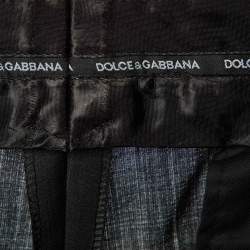 Dolce & Gabbana Charcoal Grey Pin Striped Wool Tailored Pants S