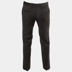 Dolce & Gabbana Charcoal Grey Pin Striped Wool Tailored Pants S