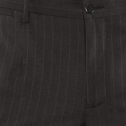 Dolce & Gabbana Charcoal Grey Pin Striped Wool Tailored Pants S