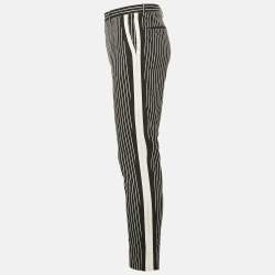 Dolce & Gabbana Black Stripe Cotton Contrast Trimmed Trousers XXL