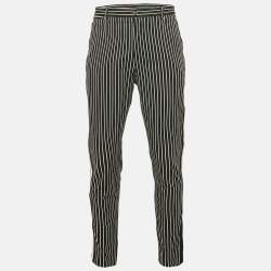 Dolce & Gabbana Black Stripe Cotton Contrast Trimmed Trousers XXL
