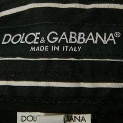 Dolce & Gabbana Black Stripe Cotton Contrast Trimmed Trousers XXL