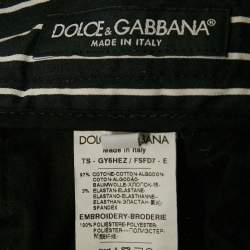 Dolce & Gabbana Black Stripe Cotton Contrast Trimmed Trousers XXL