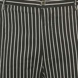 Dolce & Gabbana Black Stripe Cotton Contrast Trimmed Trousers XXL
