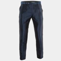 Dolce & Gabbana Dark Blue Silk Tailored Pants M