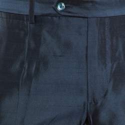 Dolce & Gabbana Dark Blue Silk Tailored Pants M