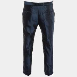 Dolce & Gabbana Dark Blue Silk Tailored Pants M