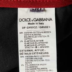 Dolce & Gabbana Dark Blue Denim Floral Detail Slim Fit Jeans L/Waist 35.5"