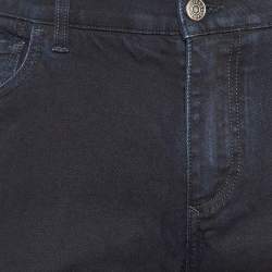 Dolce & Gabbana Dark Blue Denim Floral Detail Slim Fit Jeans L/Waist 35.5"