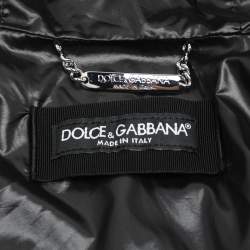Dolce & Gabbana Black Leopard Print Nylon Zip-UP Hoodie XS