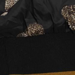 Dolce & Gabbana Black Leopard Print Nylon Zip-UP Hoodie XS