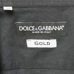 Dolce & Gabbana Midnight Blue Cotton Gold Fit Shirt M