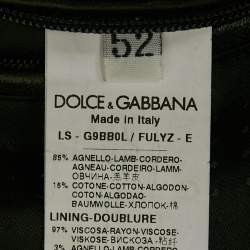 Dolce & Gabbana Black Rib Kit Trim Leather Zip-Up Jacket XL