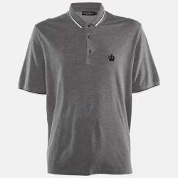 Dolce & Gabbana Grey Cotton Polo T-Shirt 5XL