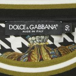 Pre Owned Dolce & Gabbana Black Crown Print Cotton T-Shirt L