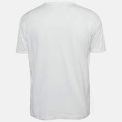Pre Owned Dolce & Gabbana White Crown & Bee Embroidered Cotton T-Shirt L